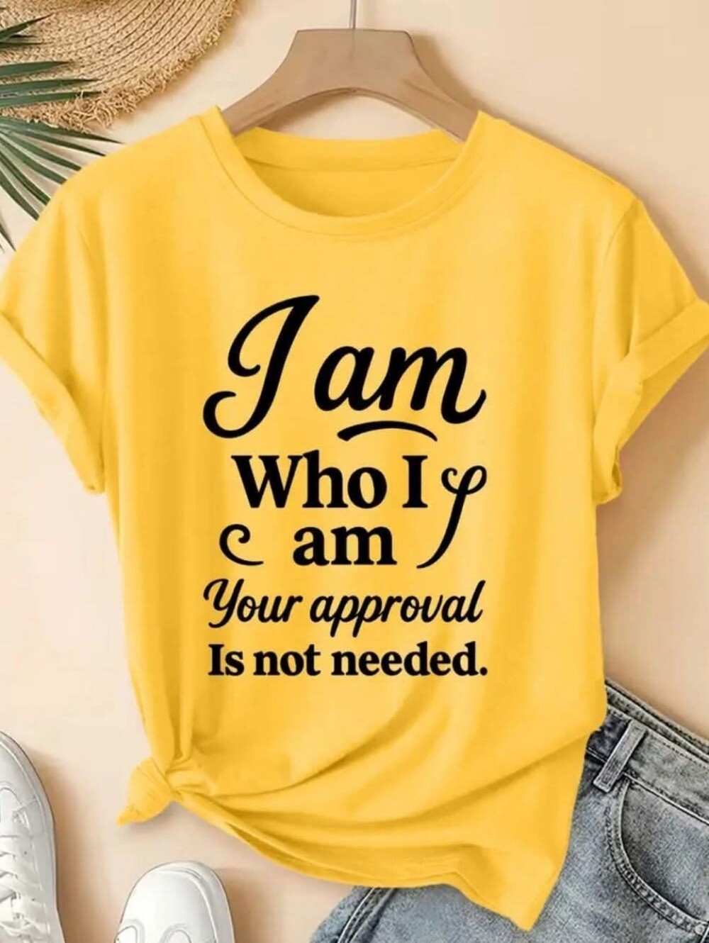 🆕️ New I Am Who I Am Yellow Graphic Tee - Women' Plus Size XXL Shirt